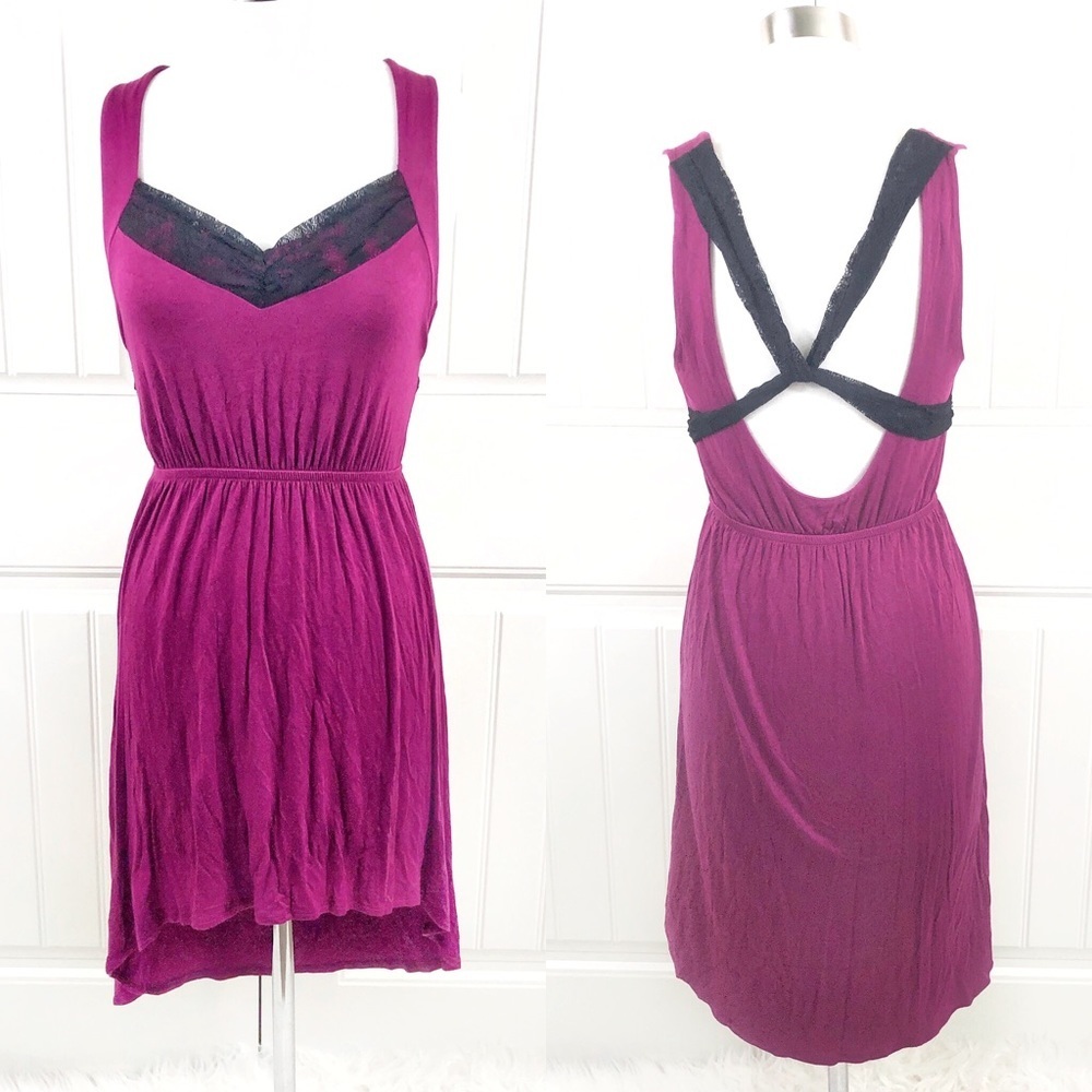 Pins and Needles Magenta Pink High Low Dress Lace